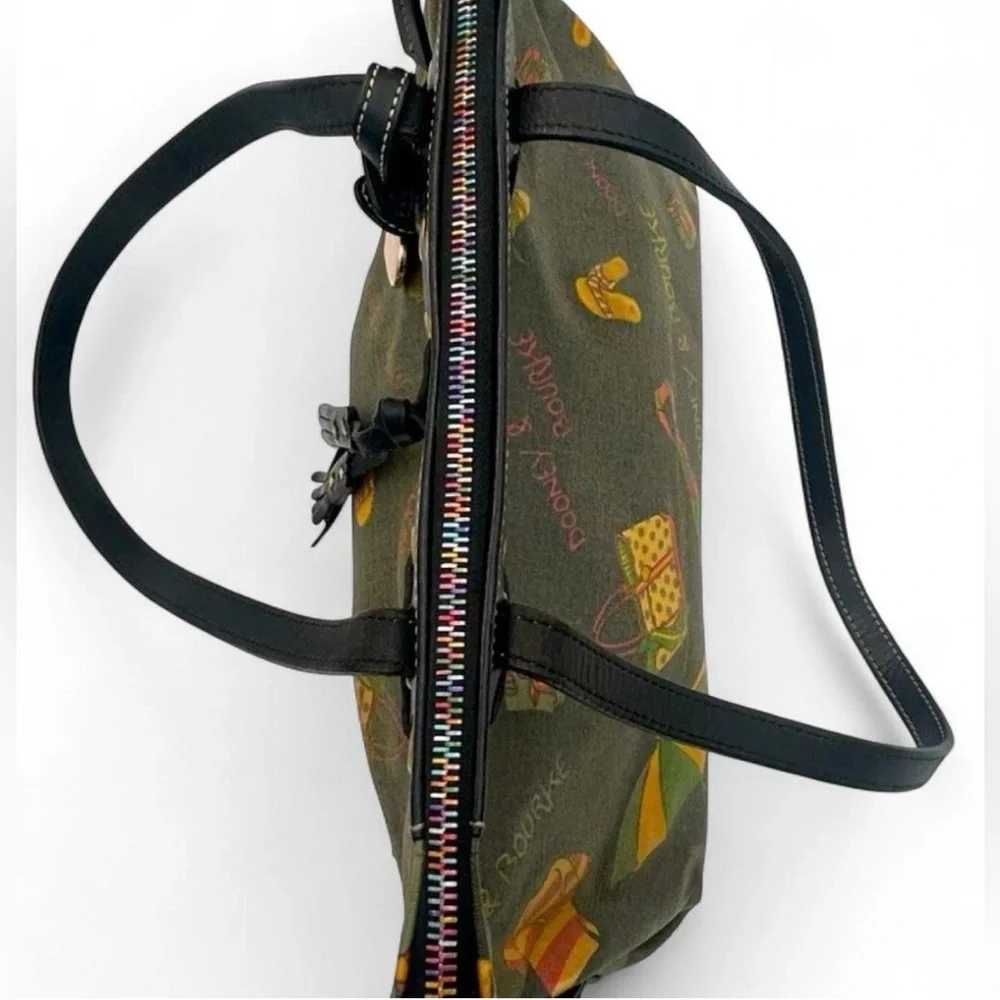 Dooney & Bourke Y2K Vintage Miami Beach Print Tassel Shoulder Satchel Bag Purse